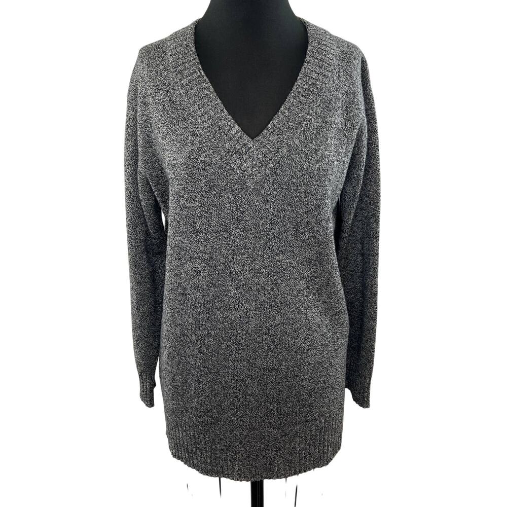 ATHLETA Gray Vital V-Neck Long Sleeve Wool Cashmere Blend Sweater Size M Medium